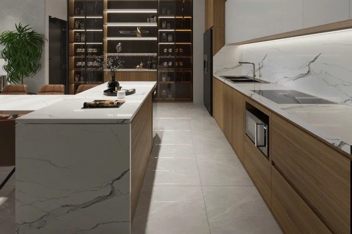 Tủ bếp gỗ công nghiệp chống ẩm do PT HOME thi công tại Việt Trì